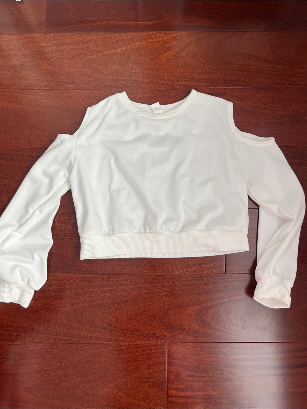 SHEIN White Cold-Shoulder Cropped Sweatshirt